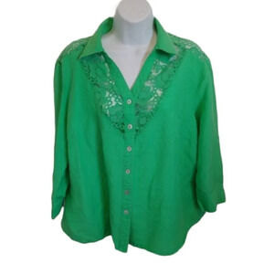 Appraisal  3/4 Length Sleeve Green Blouse, 1X
